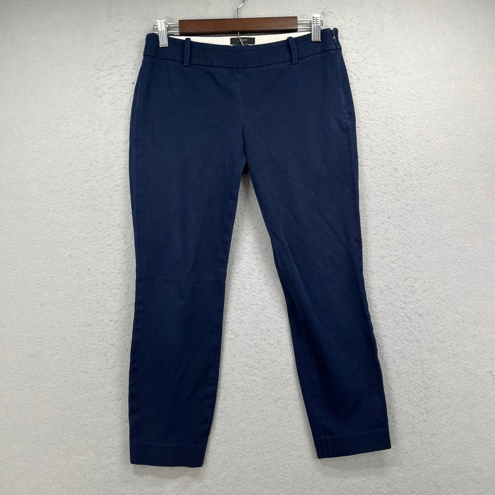 J Crew Pants Womens 2 Blue Minnie Bi-Stretch Cotton Side Zip Ankle Workwear